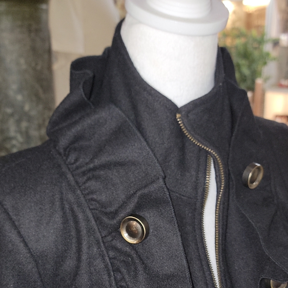 Grass Collection Black Ruffled Utility Jacket - Picture 4 of 7